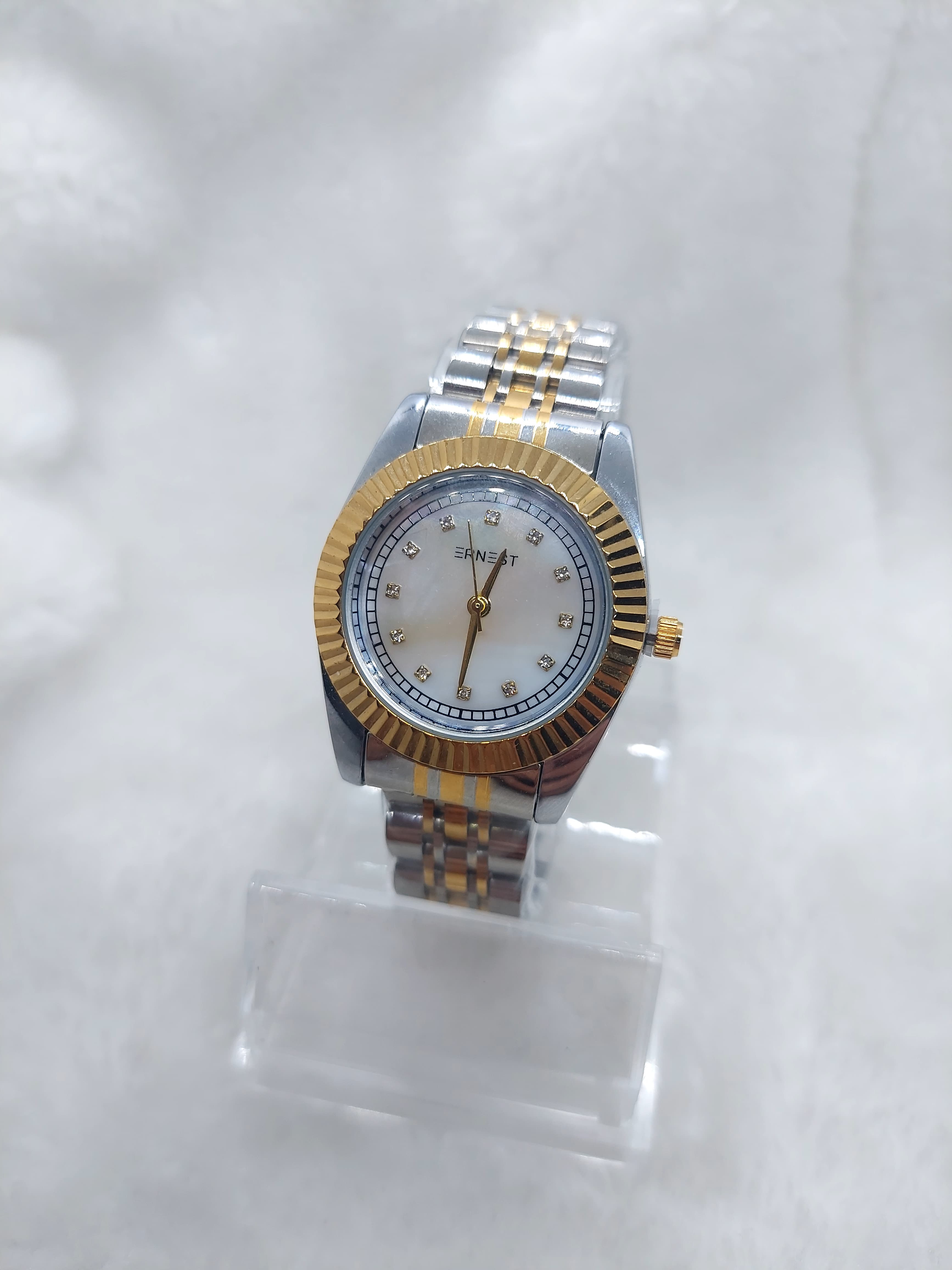 Montre ronde bicolor