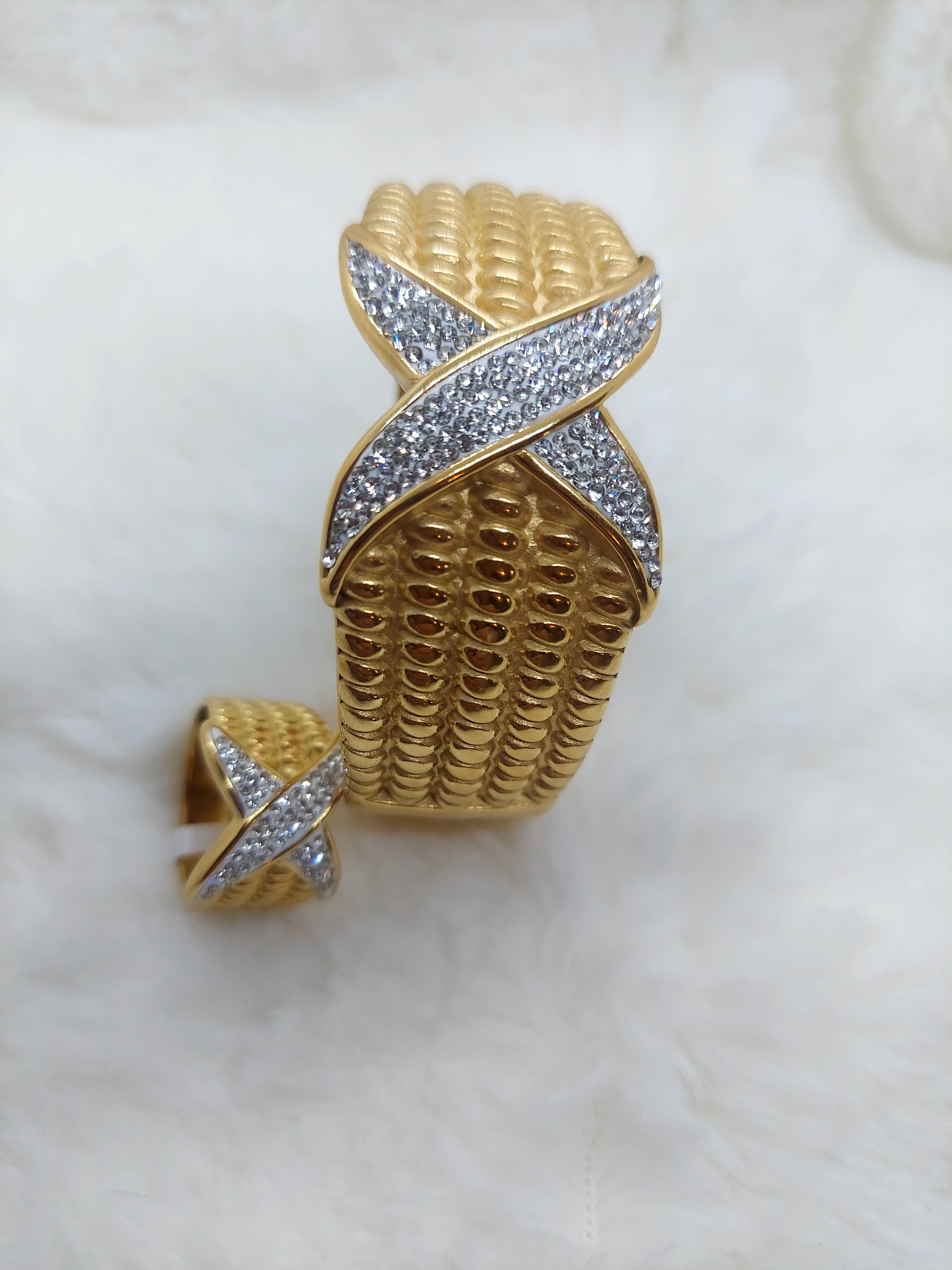 Ensemble bracelet et bague croisés