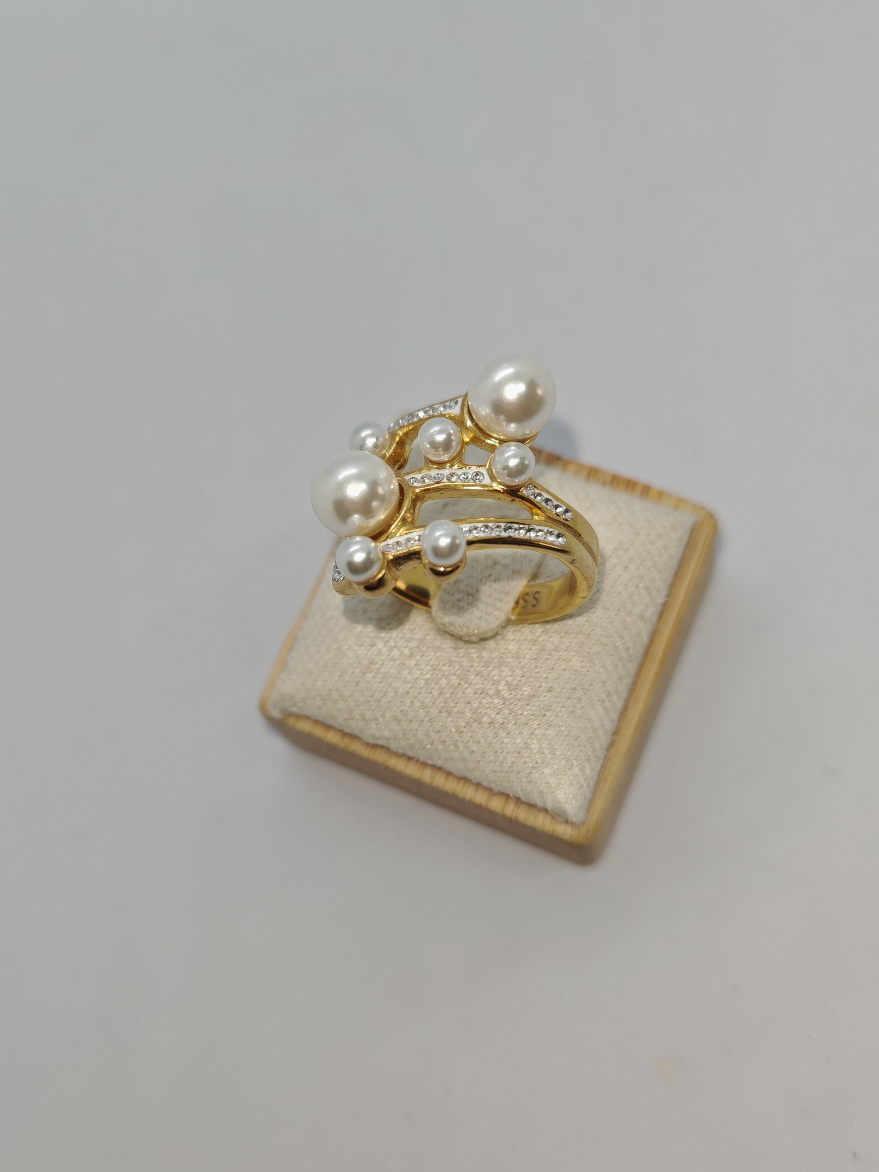 Bracelet bague perles blanc - product image