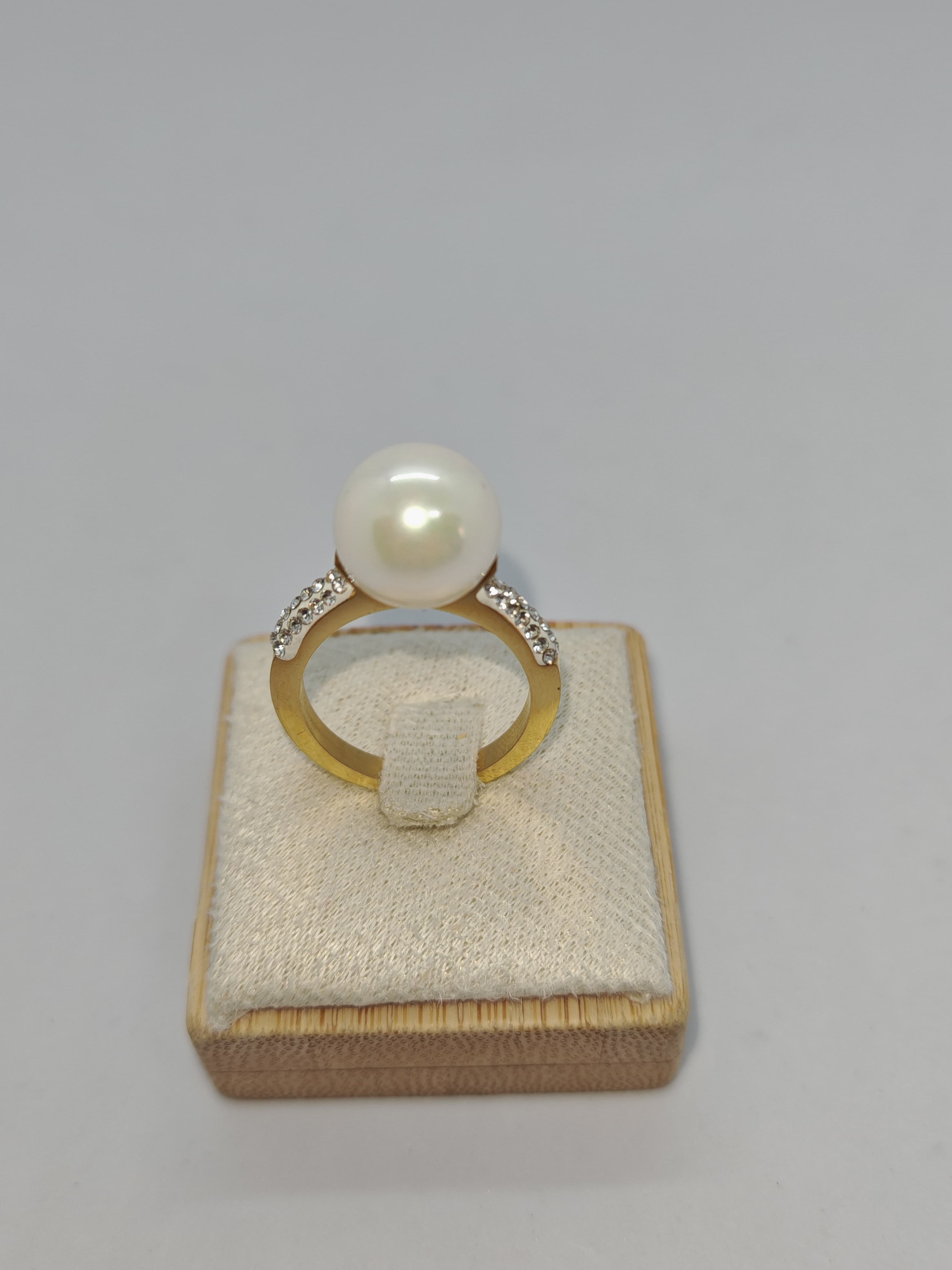 Bracelet bague perles blanc - product image