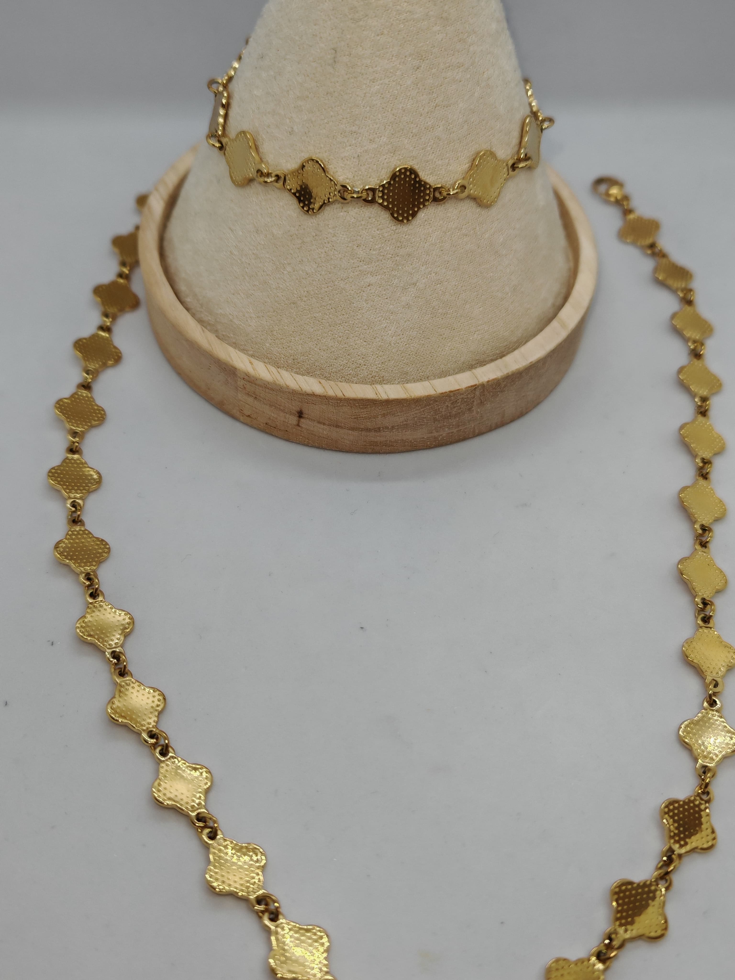 collier gourmette trefle double face - product image